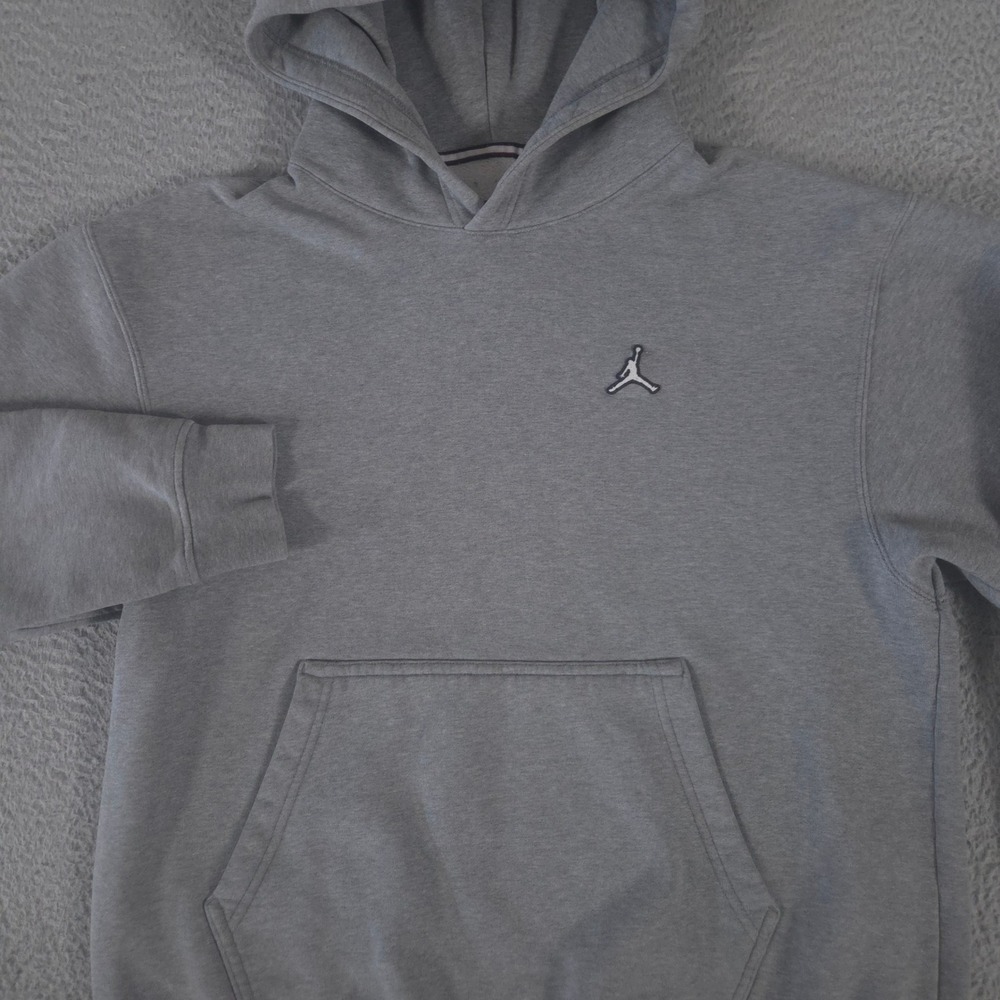 Nike Hoodie Mens Medium Gray Air‎ Jordan Jumpman Essentials Fleece Pullover Warm